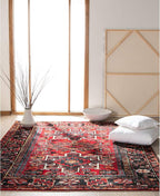 SAFAVIEH Area Rug 4x6 - Vintage Hamadan Collection - Red & Multi, Traditional Persian Design, Non-Shedding & Easy to Clean, Ideal for Living Room, Bedroom, Dining Space (VTH211A)