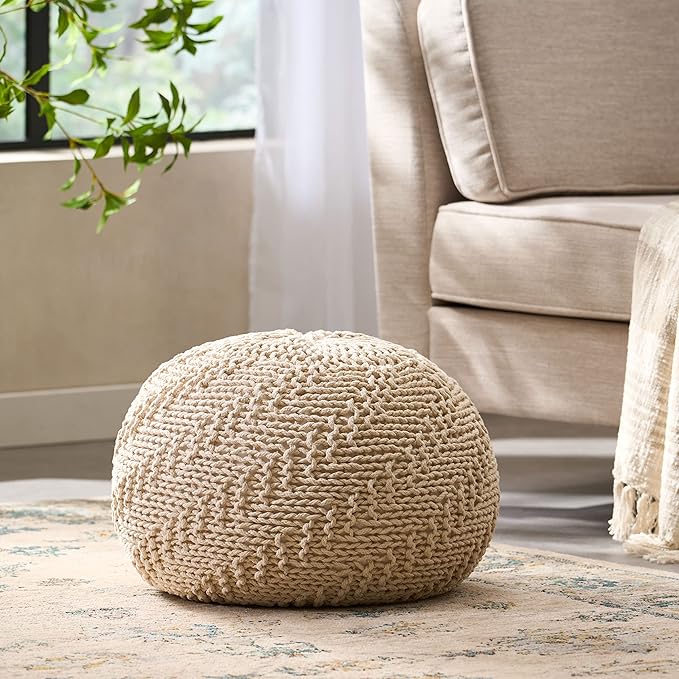 Christopher Knight Home Barwick Pouf, Ivory