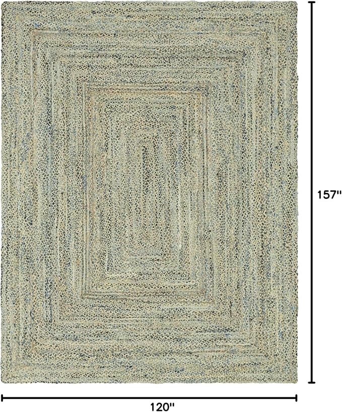 Unique Loom Braided Chindi Collection Casual Modern Blue/Tan Area Rug (10' 0 x 13' 0)