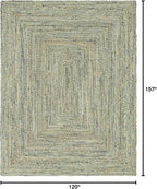 Unique Loom Braided Chindi Collection Casual Modern Blue/Tan Area Rug (10' 0 x 13' 0)