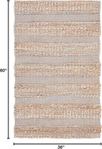 SAFAVIEH Natural Fiber Collection Accent Rug - 3' x 5', Light Blue & Natural, Handmade Boho Rustic Jute & Cotton Jute, Ideal for High Traffic Areas in Entryway, Living Room, Bedroom (NFB654M)