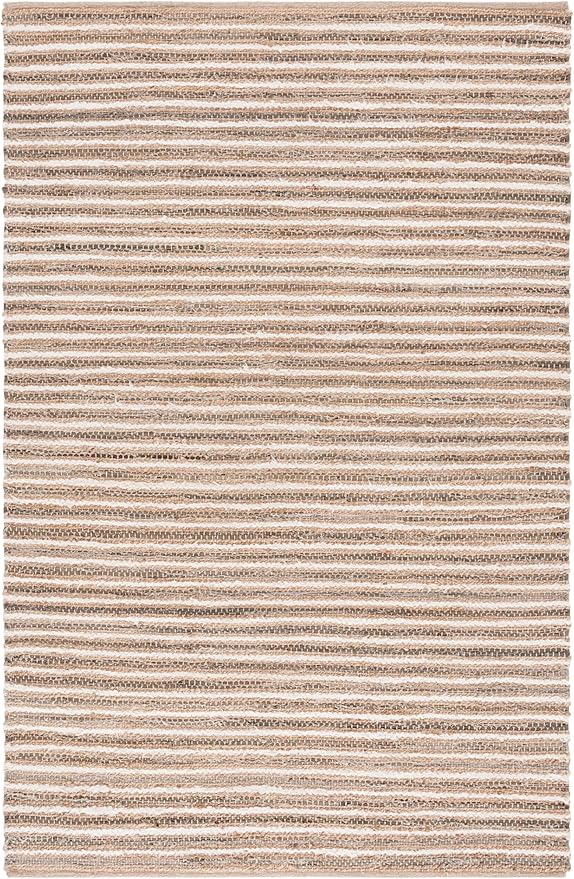 SAFAVIEH Cape Cod Collection Area Rug - 5' x 8', Natural & Green, Handmade, Braided Design, Ideal for The Living Room, Bedroom, Dining Room (CAP151Y-5)