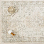 5x8 Washable Area Rug Beige Vintage Distressed Living Room Carpet for Office Oriental Soft Thin Indoor Retro Non Slip Low Pile Floor Cover for Ding Room Bedroom Laundry Dorm