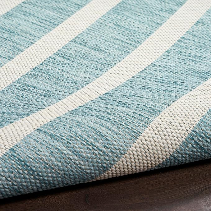 Nourison Home Positano Aqua Ivory 8' x 10' Area Rug - Easy Clean, Non Shedding, Bed Room, Living Room, Dining Room, Kitchen (8' x 10')