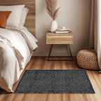 Black 20X30 Jute Rug Braided Construction - Farmhouse Woven Carpet - Mid-Century Modern Floor Covering for Entryway or Kitchen, 20" x 30"
