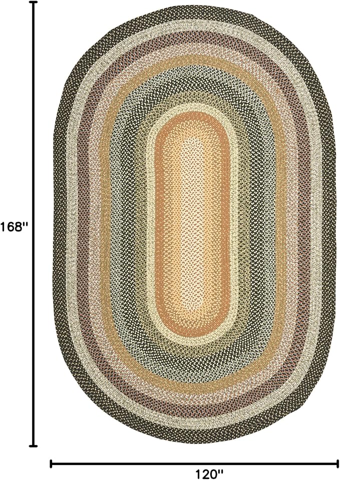 SAFAVIEH Washable Rug Outdoor Braided Collection - 10' x 14' Oval, Multi, Handmade & Reversible, Non-Shedding & Easy to Clean, Ideal for Patio, Backyard, Deck, Mudroom (BRD308A)