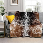 Cow Print Blanket Soft Flannel Lightweight Cowhide Western Throw Blanket Cozy Warm Brown Cow Blankets All Seasons Living Room Decor for Couch Chair Bed Sofa Office 40x50 inch