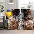 aportt Cow Print Blanket Soft Flannel Lightweight Cowhide Western Throw Blanket Cozy Warm Brown Cow Blankets All Seasons Living Room Decor for Couch Chair Bed Sofa Office 50x60 inch
