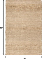 SAFAVIEH Natural Fiber Collection Area Rug - 5' Square, Natural, Handmade Farmhouse Fringe Jute, Ideal for High Traffic Areas in Living Room, Bedroom (NF731A)