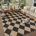 6x9 Checkered Easy Jute Area Rug for Living Room Large Checkerboard Washable Indoor Outdoor Carpet Farmhouse Patio Office Mat Geometric Non Slip Black Carpet for Backyard Dining Room