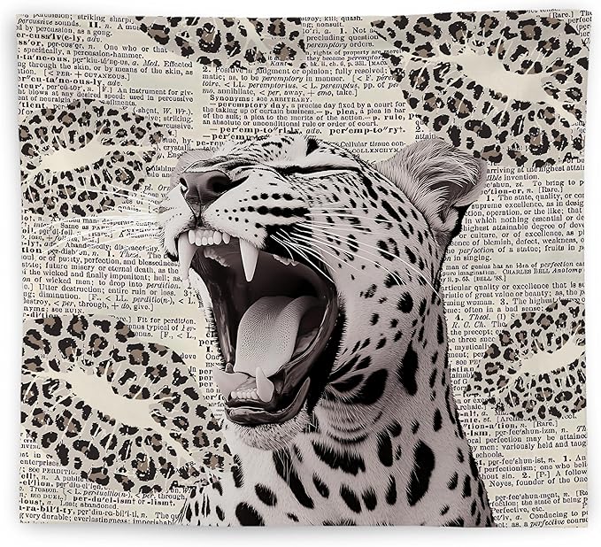 WNAGT Retro Trendy Leopard Tapestry Wall Hanging, Cheetah Leopard Room Decor, Vintage Funky Cheetah Print Lips Wall Blanket Decor for Girls Bedroom Dorm Apartment Home, 50x60 Inch