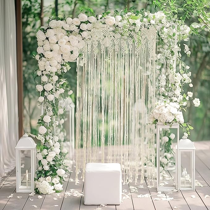 Macrame Bohemian Curtains for Windows Door Curtain Boho Wall Hanging for Doorways Room Dividers Bedroom Decor Wedding Tapestry Living Room Farmhouse Cottage 40x80 inch