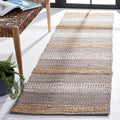 SAFAVIEH Natural Fiber Collection Runner Rug - 2'3" x 8', Grey & Natural, Handmade Flat Weave Stripe Jute & Cotton, Ideal for High Traffic Areas in Living Room, Bedroom (NFB652F)