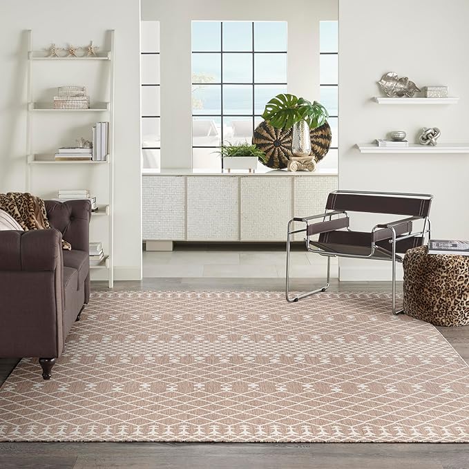 Nourison Home Positano Beige 9' x 12' Area Rug - Easy Clean, Non Shedding, Bed Room, Living Room, Dining Room, Kitchen (9' x 12')