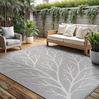 Washable Indoor Outdoor Rug 8x10 Modern Area Rugs Branch Pattern Non Shedding Waterproof Easy Clean Patio Deck Porch Living Room Bedroom Garden RV (8 X 10 Gray)