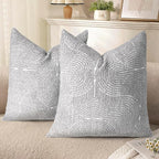 AELS Boho Decorative Textured Throw Pillow Covers 20x20, Modern Mid Century Rainbow Tufted Pillow Case, Farmhouse Rustic Geometric Woven Cushion Case for Bed Couch Sofa, Light Gray