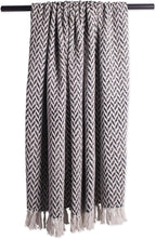 DII Modern Zig Zag Throw Blanket Woven Cotton, Hand-Knotted 2.5" Fringe, 50x60, Black