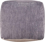 LR Home Contemporary Solid Square Indoor Medium Pouf Ottoman, Frost Gray | Hand-Made Power-Loomed Chenille Cube Pouf for Bedroom & Living Room Decor | 18 x 18 x 18 Stuffed Ottoman for Seating