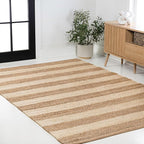 JONATHAN Y Jayden Woven Jute Stripe Natural/Bleach Indoor Area Rug, 8x10, Rustic, Farmhouse, Traditional, Lodge, Easy-Cleaning for Living Room, Bedroom, Kitchen, Non-Shedding (NRF202C-8)