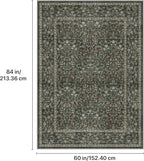 GENIMO 5x7 Washable Area Rug, Non-Slip Vintage Boho Floral Carpet, Soft Low-Pile Thin Bedroom Rug for Living Room, Dining Room, Nursery, Black