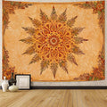 Accnicc Boho Mandala Floral Tapestry Vintage Bohemian Indian Tapestries for Bedroom Aesthetic Retro Orange Yellow Flower Large Tapestry Wall Hanging for Dorm Living Room Decor 80 x 60 Inch