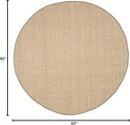 SAFAVIEH Area Rug 5' Round - Natural Fiber Collection - Natural & Grey, Seagrass, Basketweave Pattern with Border (NF114P)