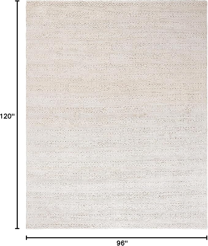 SAFAVIEH Area Rug 8x10 - Natural Fiber Collection - Large - Bleach, Handmade Jute, Braided Woven Design, Ideal for Living Room, Bedroom (NF212D)