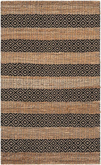 SAFAVIEH Natural Fiber Collection Accent Rug - 3' x 5', Black & Natural, Handmade Boho Farmhouse Rustic Jute & Cotton Jute, Ideal for High Traffic Areas in Entryway, Living Room, Bedroom (NFB653Z)