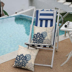 Blue and Gray Floral Pillow Covers 18x18 Set of 2 Outdoor Waterproof White Colored Decorative Throw Pillows Summer Pillowcase Polyester Cushion Case Decor for Couch Patio Funiture Garden Porch 01B18