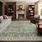 6x9 Washable Rug Vintage Fade Resistant Boho Distressed Non-Slip Indoor Large Carpet Low Pile Lightweight & High-Traffic Safe for Bedroom, Dorm, Playroom - Farmhouse Decor