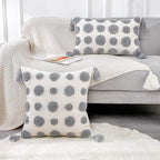 PANOD Super Soft Farmhouse Decorative Plush Throw Pillow Covers 16 x 16 Grey,Solid Pom pom Tufted with Tassels Modern Accent Boho Square Cushion Cover Pillow Case for Couch Sofa