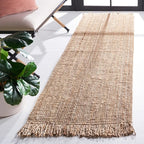 SAFAVIEH Natural Fiber Collection Runner Rug - 2'3" x 10', Natural, Handmade Woven Fringe Jute, Ideal for High Traffic Areas in Living Room, Bedroom (NF809A)