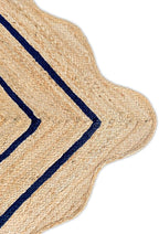 Wave Scalloped Natural Jute Runner, Navy (2'6"x10'): Boho Farmhouse Scallop Entryway Rug