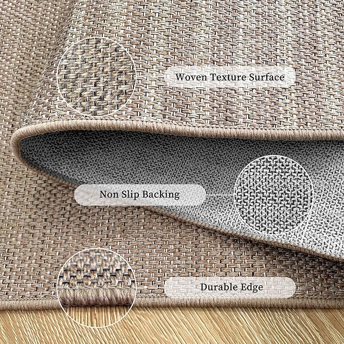 Easy Jute Rug 3x5: Indoor Outdoor Natural Boho Area Rugs for Living Room Patio Washable - Farmhouse Neutral Contemporary Carpet Mat for Entryway Bedroom Kitchen Backyard Sunroom Non Slip