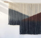 Flber Macrame Wall Hanging Large Black Tie-Dye Geometric Décor Bohemian Yarn Tapestry Home Boho Wall Décor 59" Wx35 L