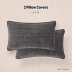 Amazon Basics Faux Linen Throw Pillow Covers with Hidden Zipper Closure, 12 × 20in, Dark Gray, Pack of 2