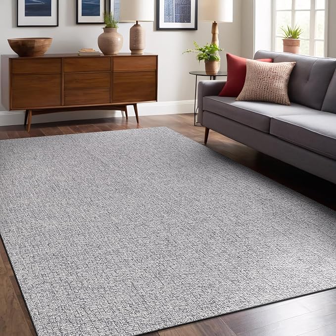 Easy Jute Rugs 9x12 Gray Color Living Room Indoor Outdoor Area Rug for Farmhouse Patio and Kitchen Rug High Traffic Washable Easy to Clean Solid Boho Woven Design Outside Carpet (9 x 12)