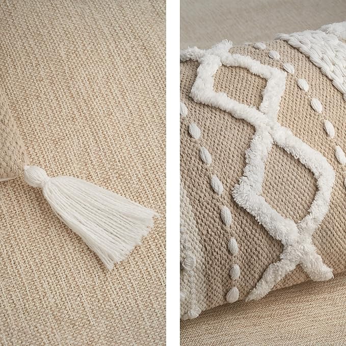 Decorative Boho Lumbar Pillow Cover 14x36 – Beautiful Throw Pillow with Soft Texture for Bed, Couch Decor or as Body Cushion – A Stylish Addition to Your Bedroom