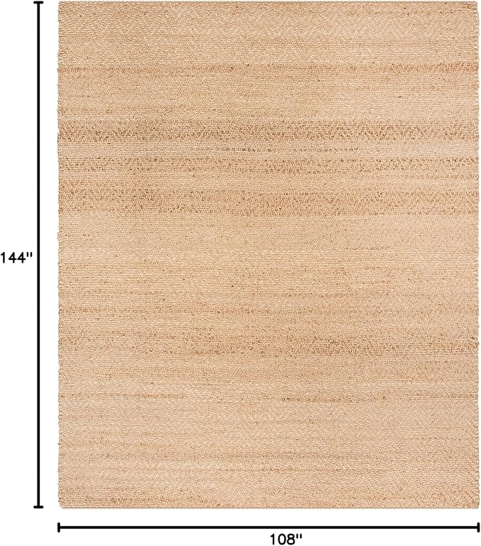 SAFAVIEH Natural Fiber Collection Area Rug - 9' x 12', Natural, Handmade Farmhouse Fringe Jute, Ideal for High Traffic Areas in Living Room, Bedroom (NF731A)