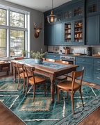 Area Rug 5x7 Rug Machine Washable Non-Slip Low Pile Print Pattern Western Rug for Living Room Bedroom Entryway Tribal Series -Teal/Green