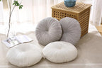 Floor Pillow Meditation Cushion Round Large Floor Pillows Seating for Adults, Velvet Thick Floor Cushions for Yoga Living Room Balcony Outdoor Tatami 18inch（Beige）