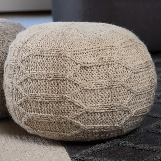 Christopher Knight Home Malibu Fabric Pouf, Ivory