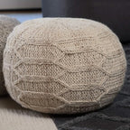 Christopher Knight Home Malibu Fabric Pouf, Ivory