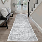 Runner Rug 2x7 Washable Non-Slip Hallway Runner Rugs for Kitchen Bathroom Laundry Room Grey Vintage Floor Carpet Runners for Hallways Entryway