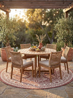 Rugs.com Outdoor Aztec Collection Rug – 5 Ft Round Rust Red Flatweave Rug Perfect for Kitchens, Dining Rooms