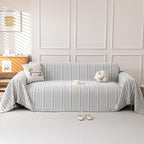 Boho Chenille Couch Cover for Dogs, Non Slip Sofa Cover, Couch Slipcover Covers for 3 Cushion, Furniture Protector with Tassels for Pets Washable, 71"x118", Fishbone Grey