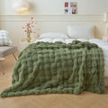 LIFEREVO Fluffy Faux Rabbit Fur Bubble Blanket, Plush Shaggy Throw for Couch Sofa, Cozy Comfy Furry Bed Blanket Adults Kids Teens Girls, Moss Fuzzy Throw for Bedroom Living Room, 60x90, Sage Green