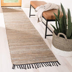 SAFAVIEH Vintage Leather Collection Accent Rug - 2' x 3', Beige, Handmade Boho Fringe Leather & Jute, Ideal for High Traffic Areas in Entryway, Living Room, Bedroom (VTL203B)