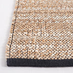 SAFAVIEH Natural Fiber Collection Area Rug - 6' Square, Natural & Black, Handmade Farmhouse Boho Coastal Rustic Jute, Ideal for High Traffic Areas in Living Room, Bedroom (NF832A)