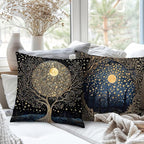 Vintage Dark William Morris Moon Night Forest Decor Pillow Covers 18x18 Set of 4,Black Forest Decor,Dark Dcademia Floral Decorative Throw Pillow Covers for Home Bedroom Living Room